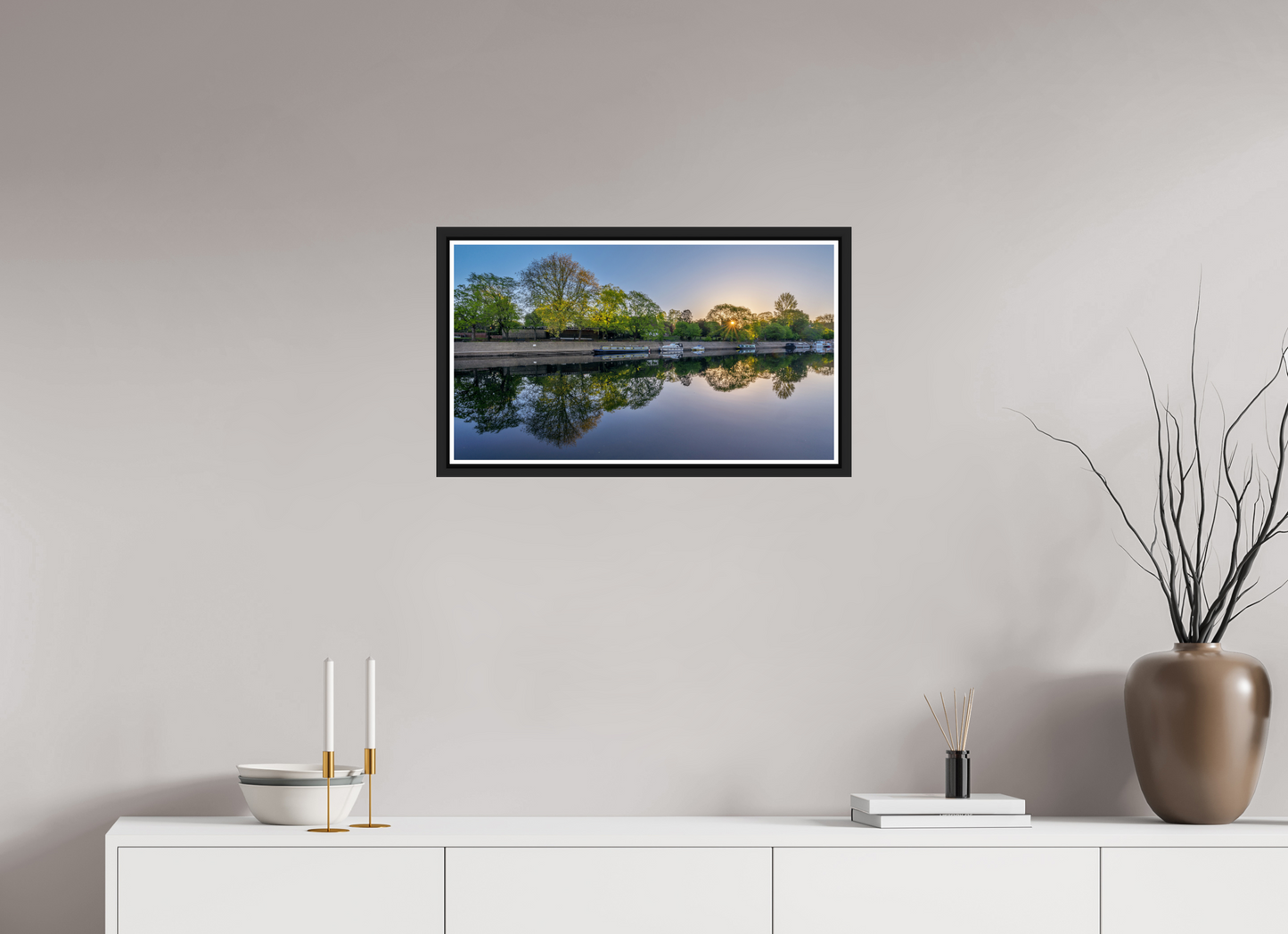 64 x 36 cm, Matt Black Frame April Dawn on the Ouse, York