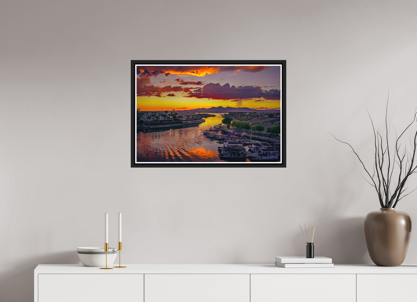 75 x 50 cm, Matt Black Frame Lake Havasu City Sunset