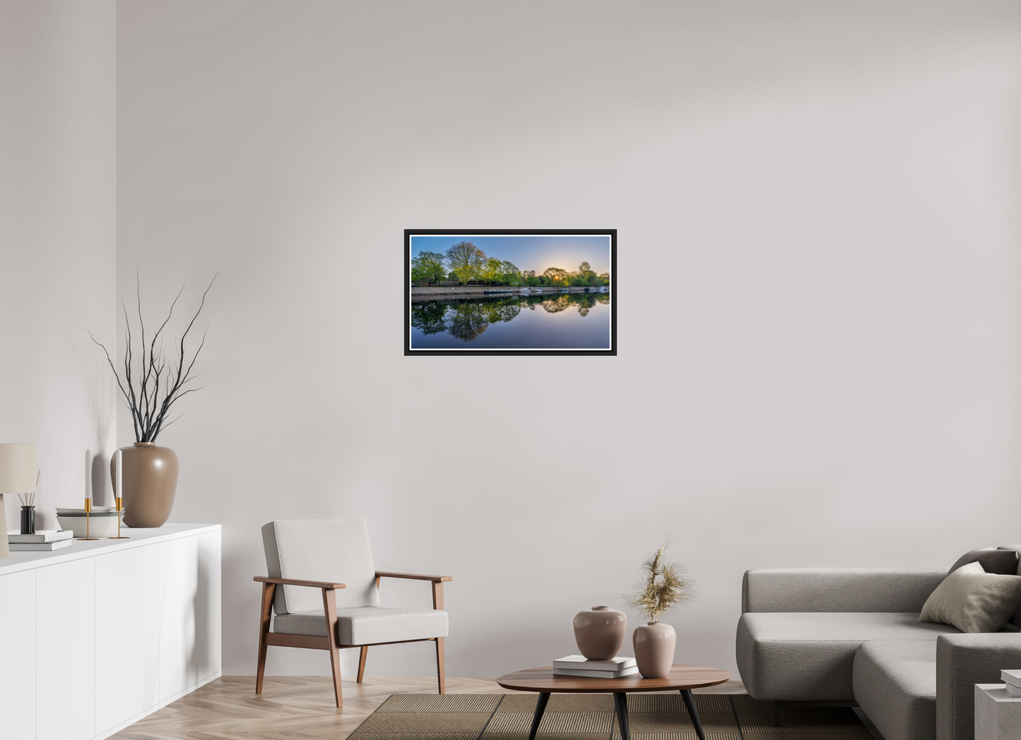 80 x 45 cm, Matt Black Frame April Dawn on the Ouse, York