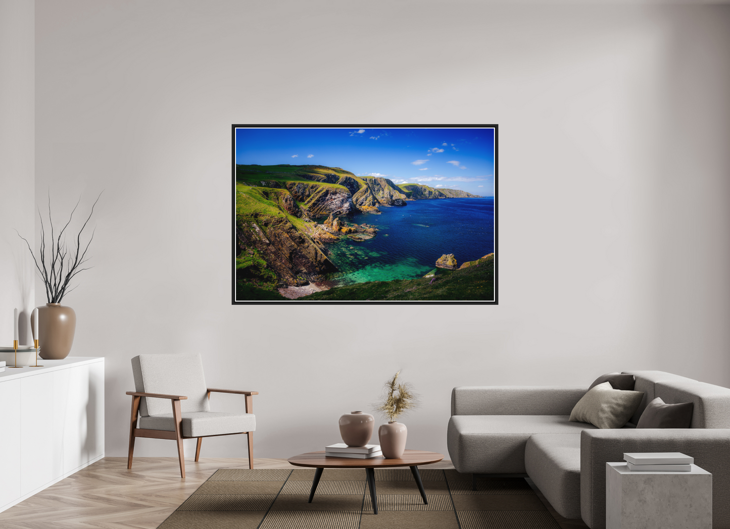 180 x 120 cm, Matt Black Frame Looking west Near St Abbs Head