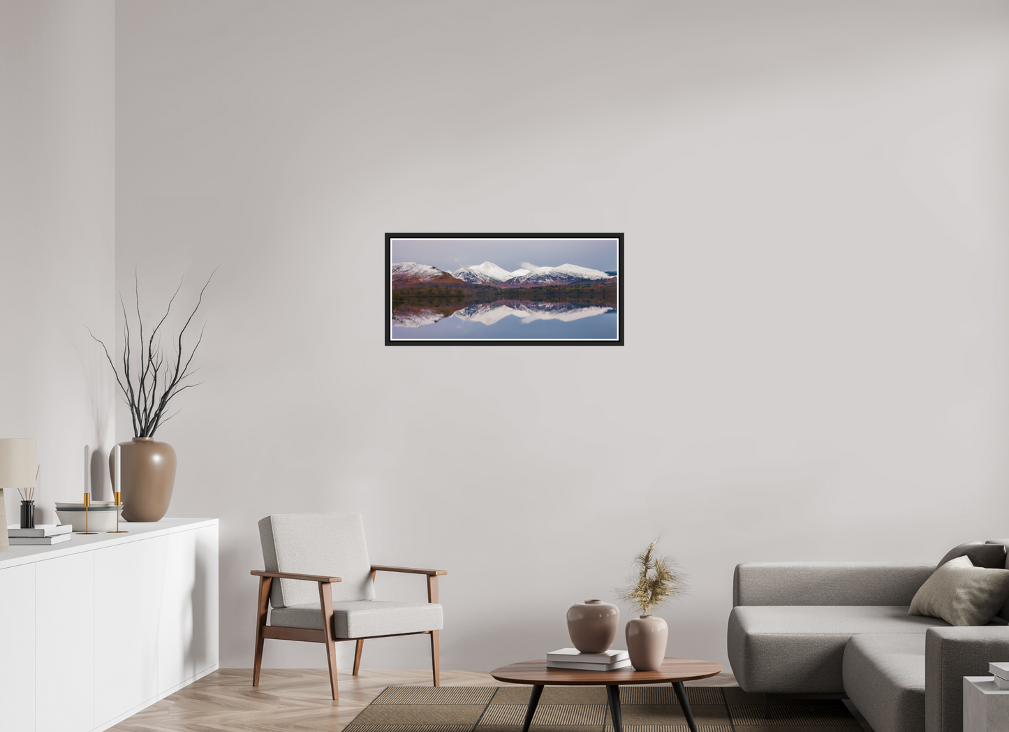 91.9 x 40 cm, Matt Black Frame Derwentwater, January 2018