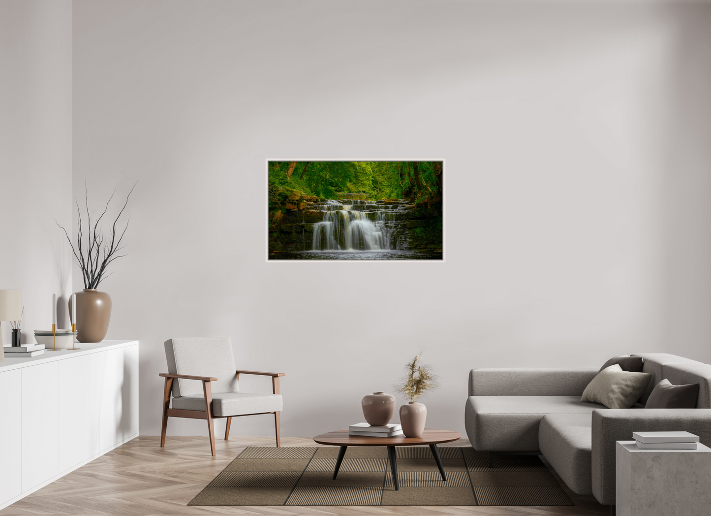 128 x 72 cm, White Frame Lower Ashgill Force