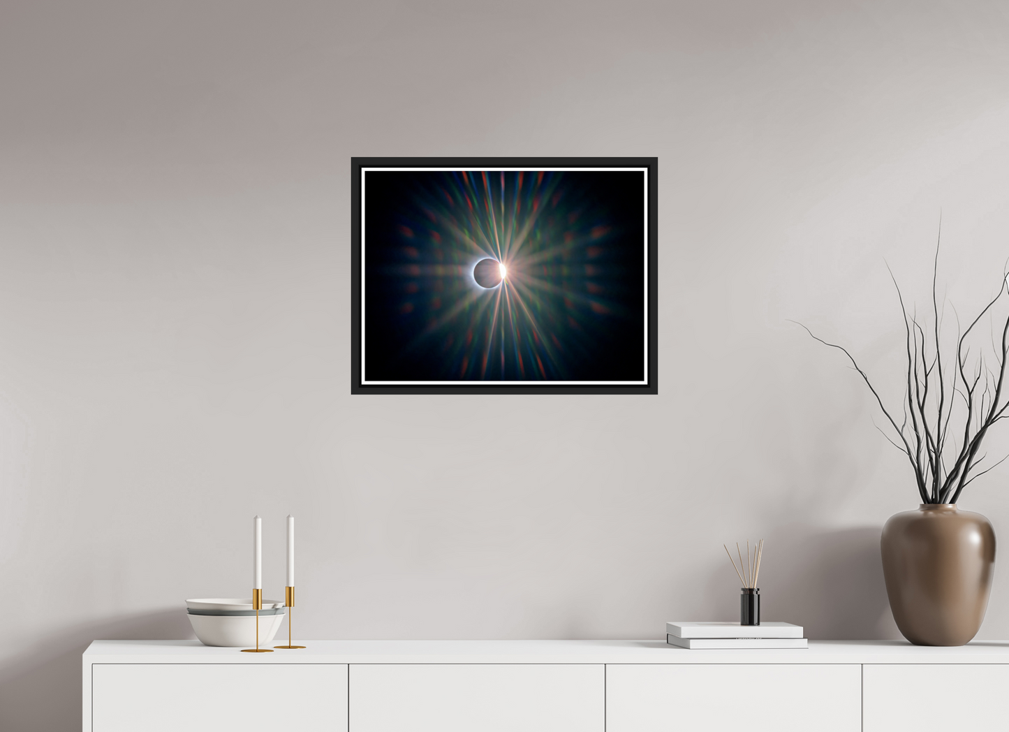 60 x 45 cm, Matt Black Frame Diffraction Diamond Ring
