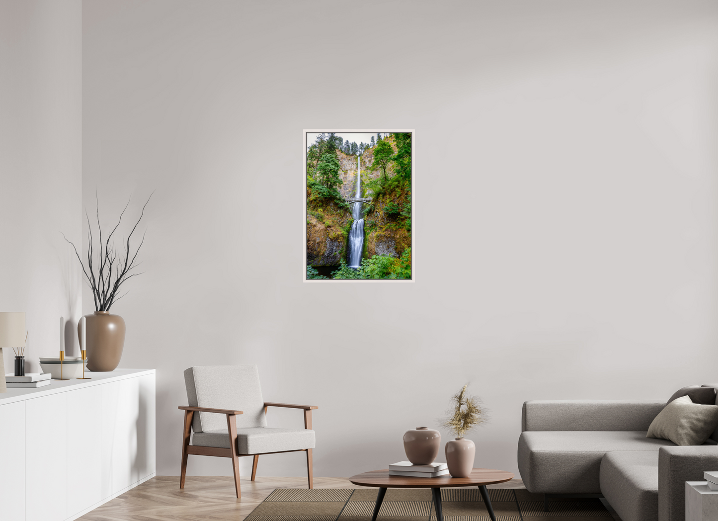 60 x 84 cm, White Frame Multnomah Falls