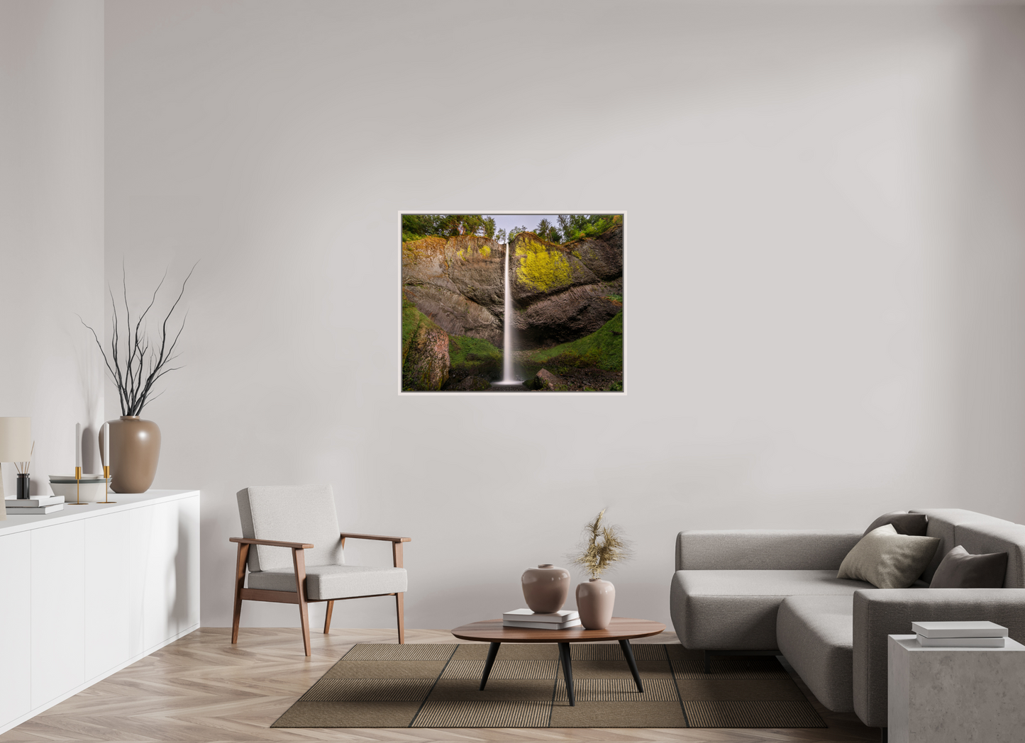 112.5 x 90 cm, White Frame Dusk at Latourell Falls