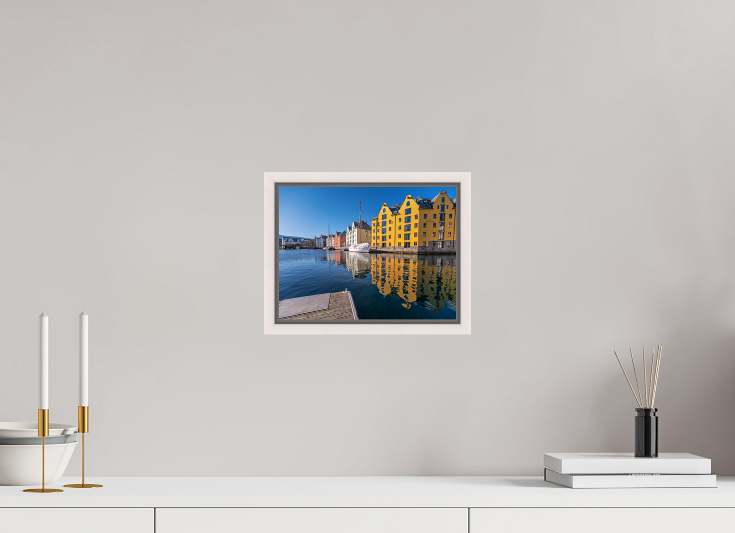 26.7 x 20 cm, White Frame Alesund reflections