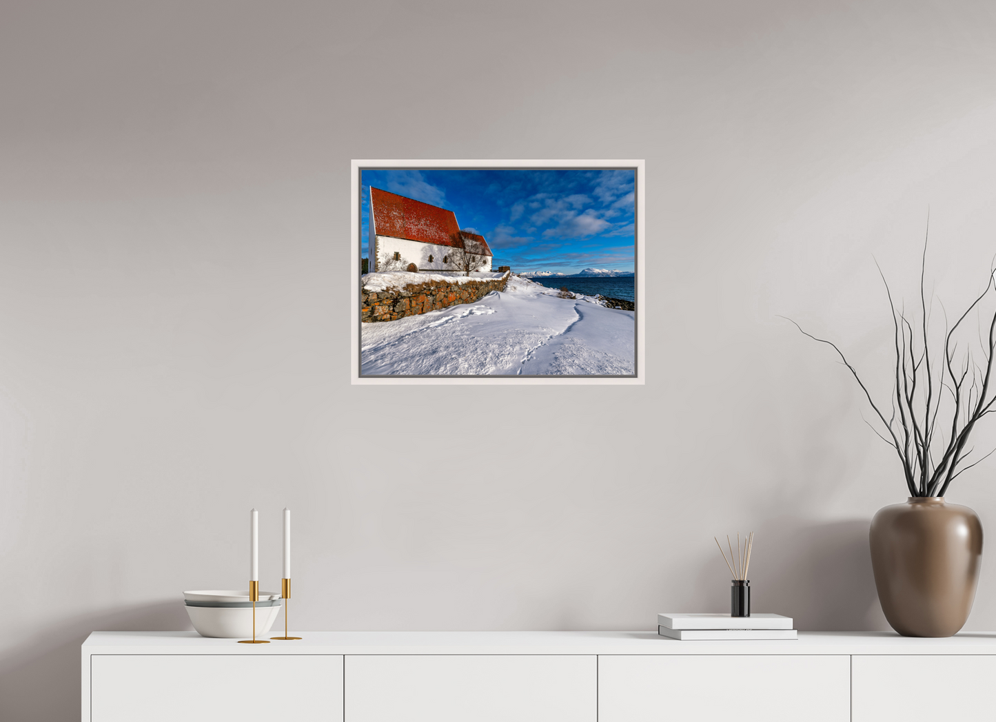 60 x 45 cm, White Frame Trondenes Church, Harstad