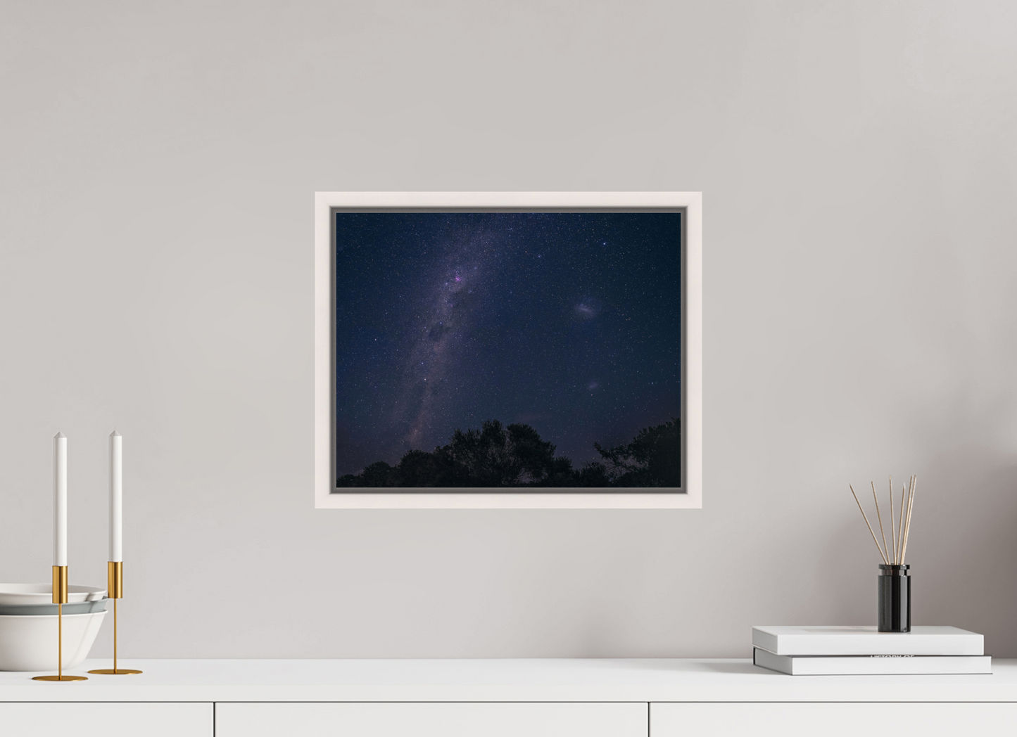 37.6 x 30 cm, White Frame Southern Milky Way and Magellanic Clouds
