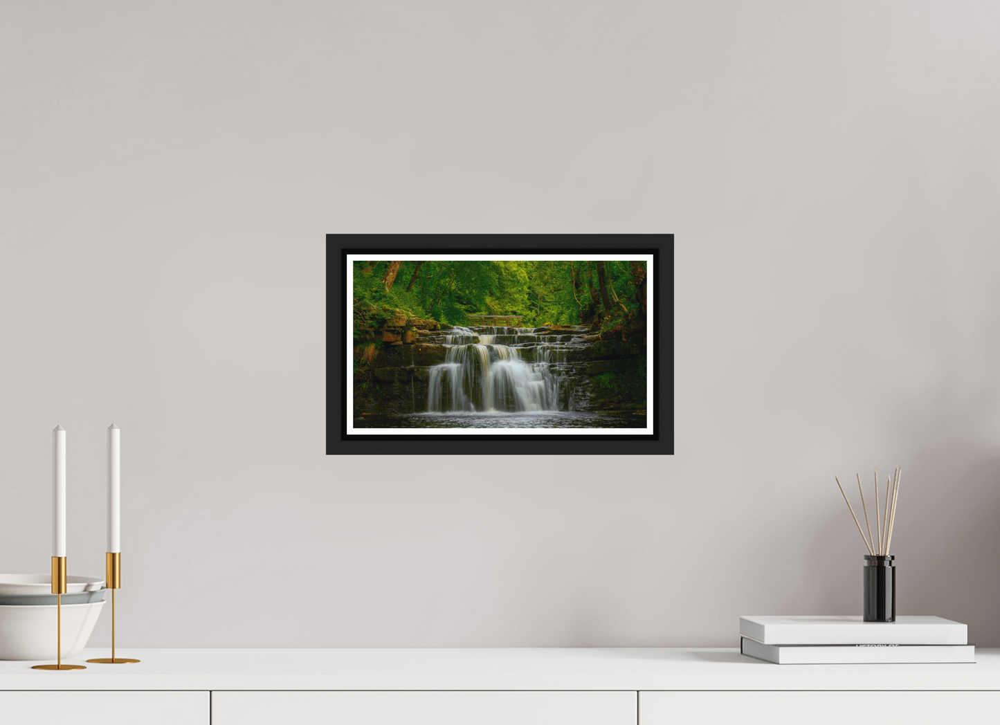 32 x 18 cm, Matt Black Frame Lower Ashgill Force