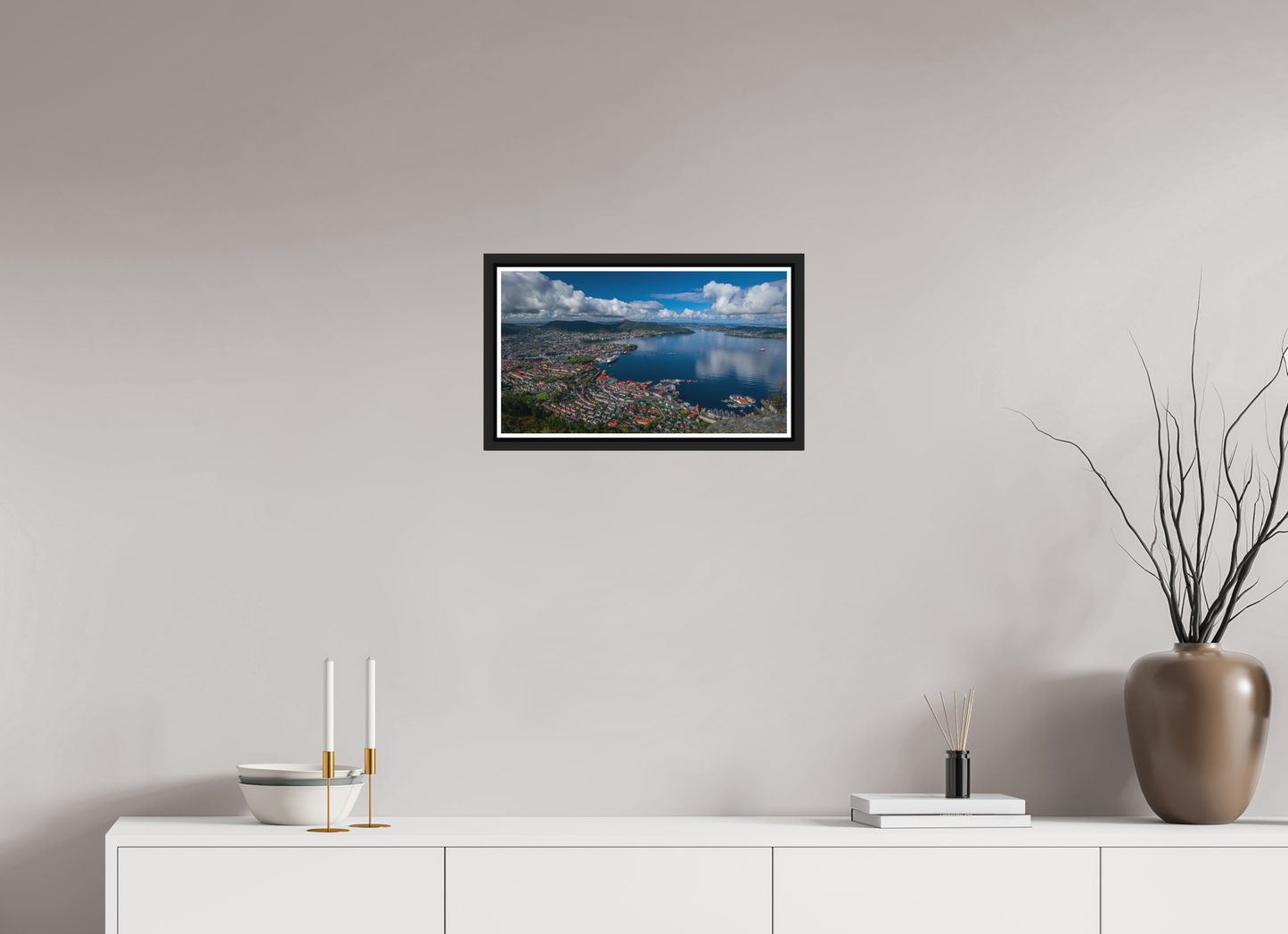 48 x 27 cm, Matt Black Frame Borealis in Bergen