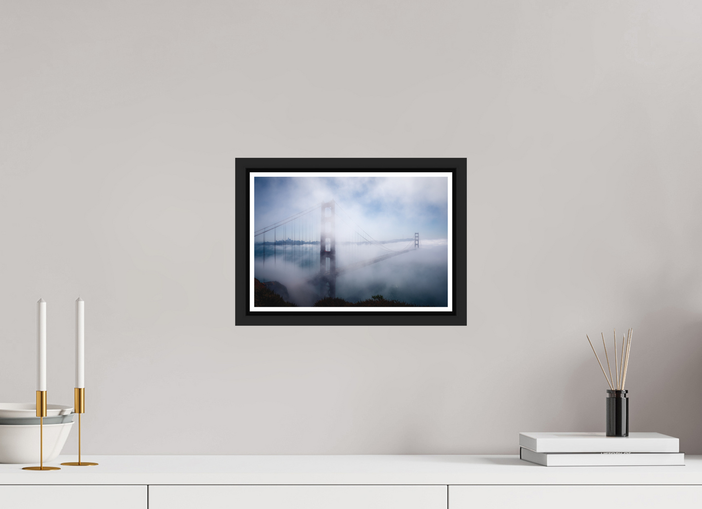 30 x 20 cm, Matt Black Frame Golden Gate, Summer 2017