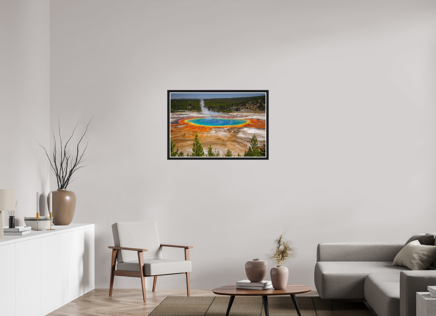 90 x 60 cm, Matt Black Frame The Grand Prismatic Spring, Yellowstone