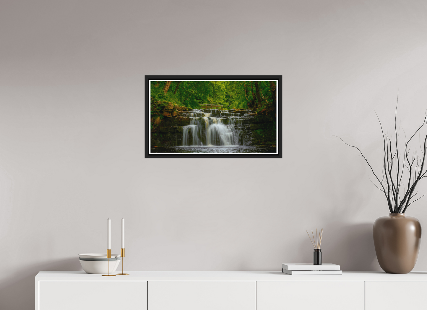 64 x 36 cm, Matt Black Frame Lower Ashgill Force