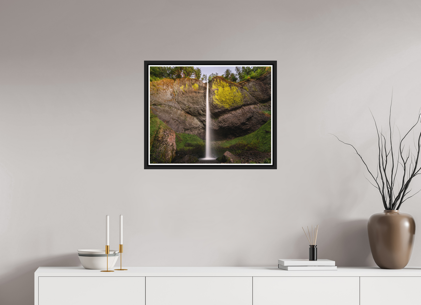 62.5 x 50 cm, Matt Black Frame Dusk at Latourell Falls