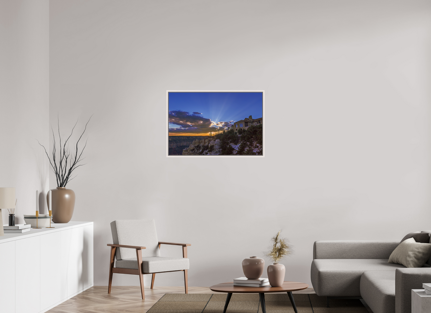 90 x 60 cm, White Frame North Rim Sunset 2015