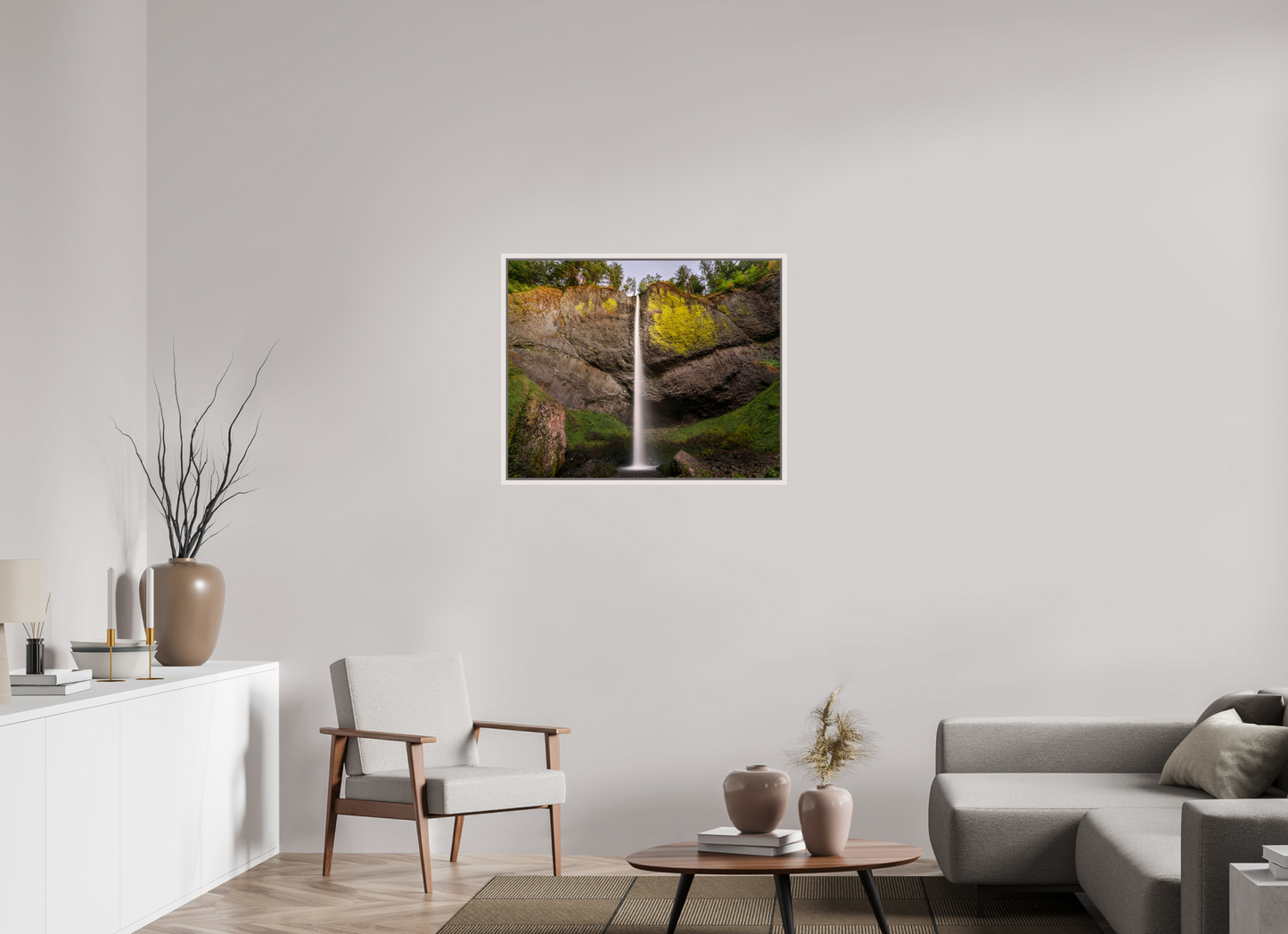 87.5 x 70 cm, White Frame Dusk at Latourell Falls