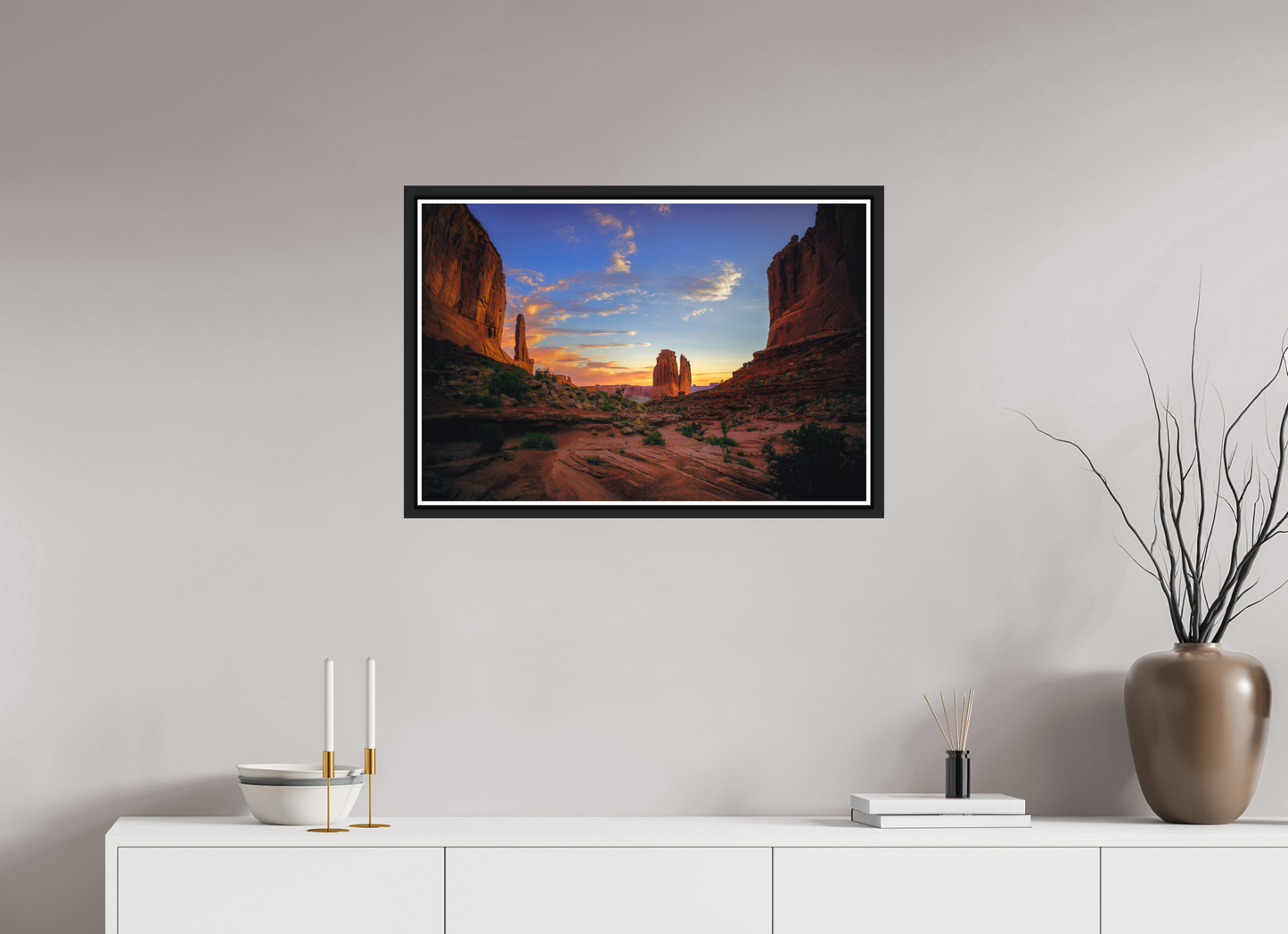 75 x 50 cm, Matt Black Frame Park Avenue Trail at Sunrise