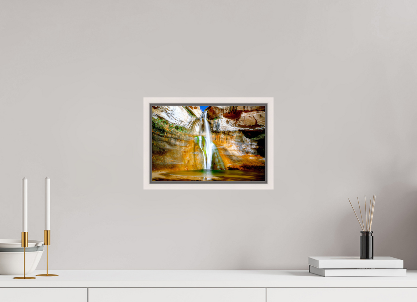 30 x 20 cm, White Frame Calf Creek Falls