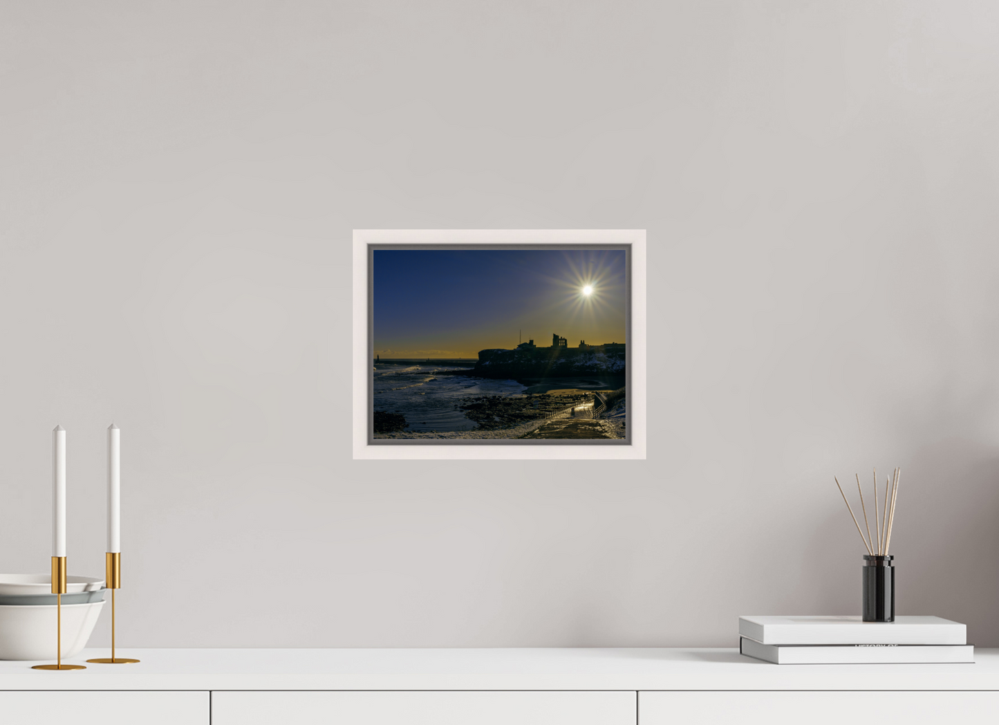 28 x 21 cm, White Frame Snowy Tynemouth January 4th 2026