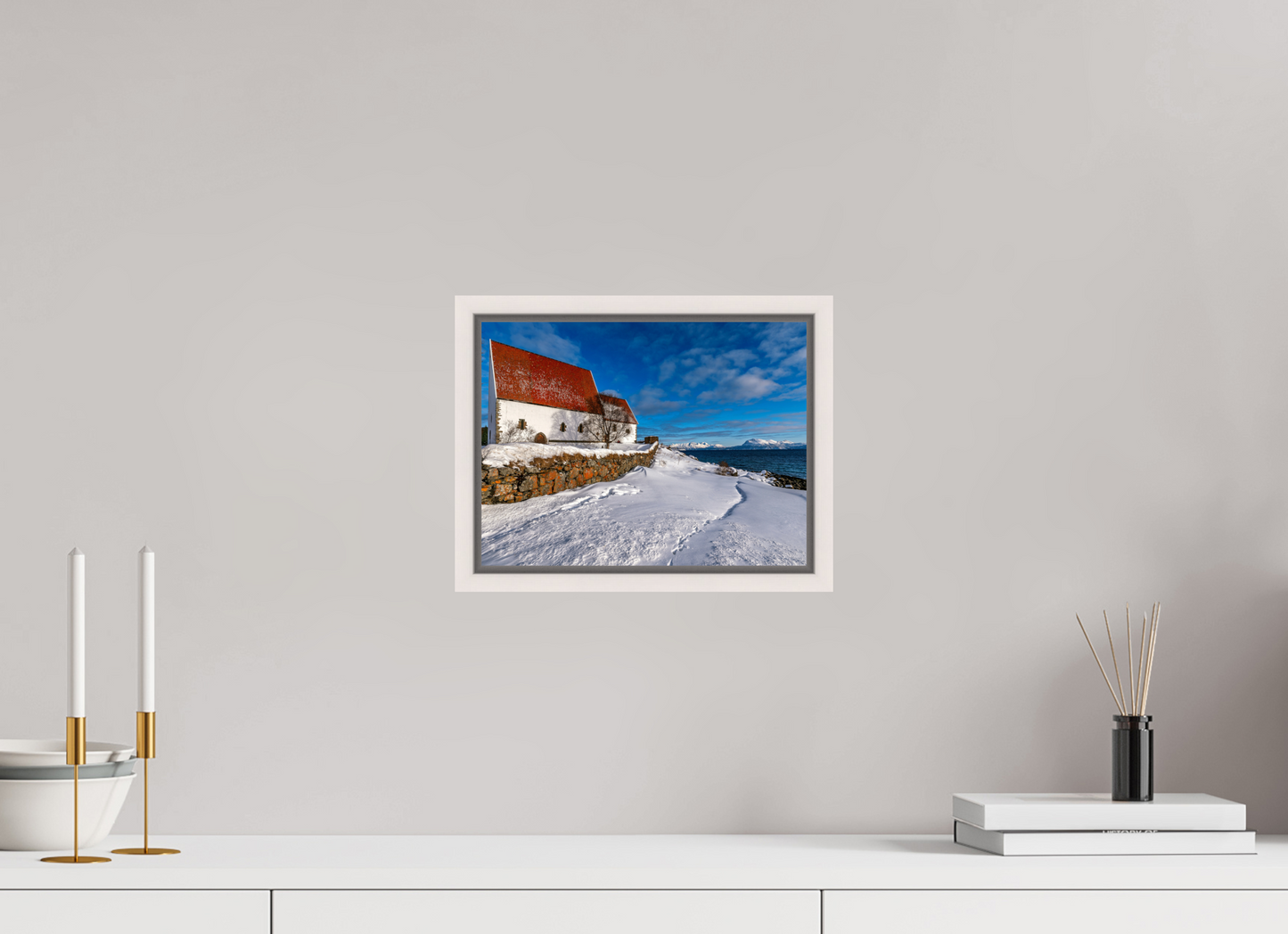 28 x 21 cm, White Frame Trondenes Church, Harstad