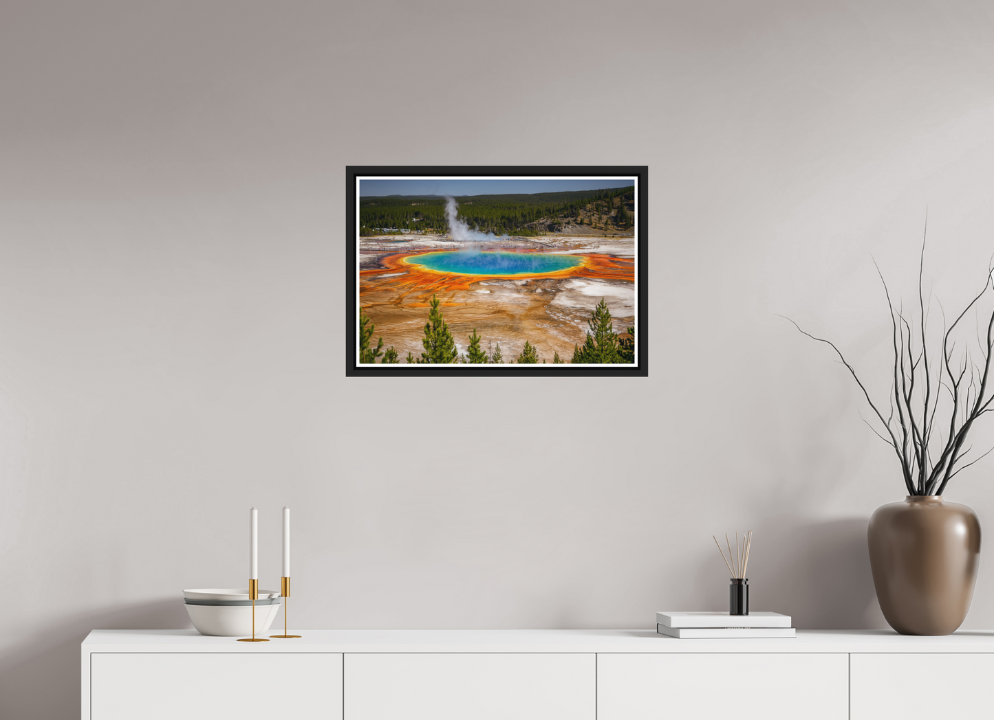 60 x 40 cm, Matt Black Frame The Grand Prismatic Spring, Yellowstone