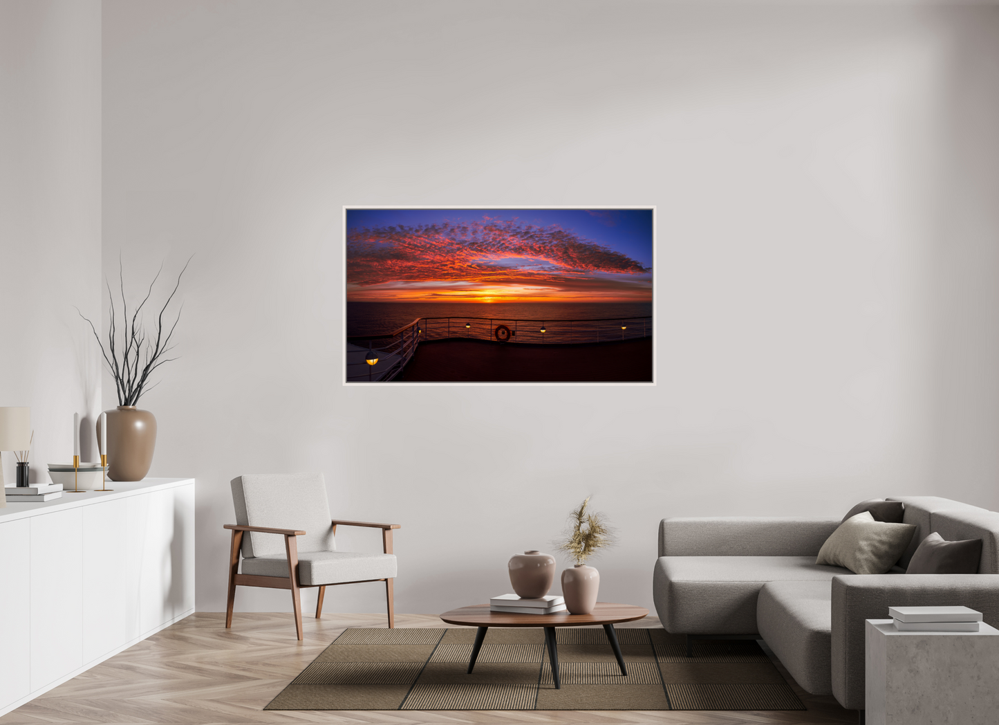 160 x 90 cm, White Frame Balmoral. Sunset off Norway