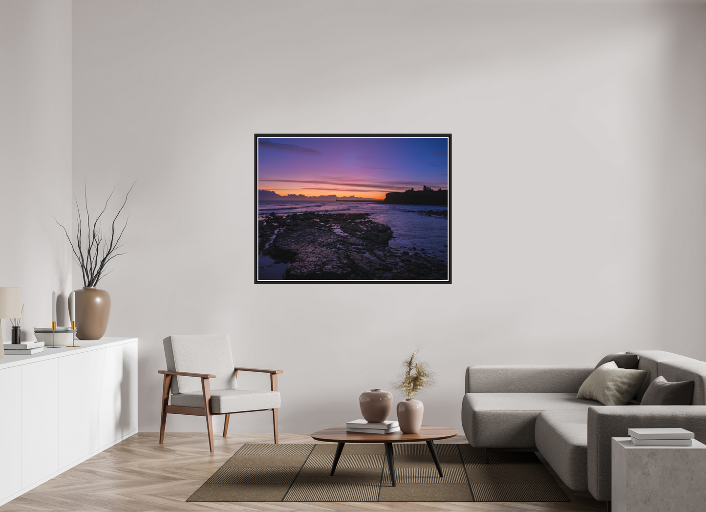 140 x 105 cm, Matt Black Frame Dawn on 21st November 25 Tynemouth