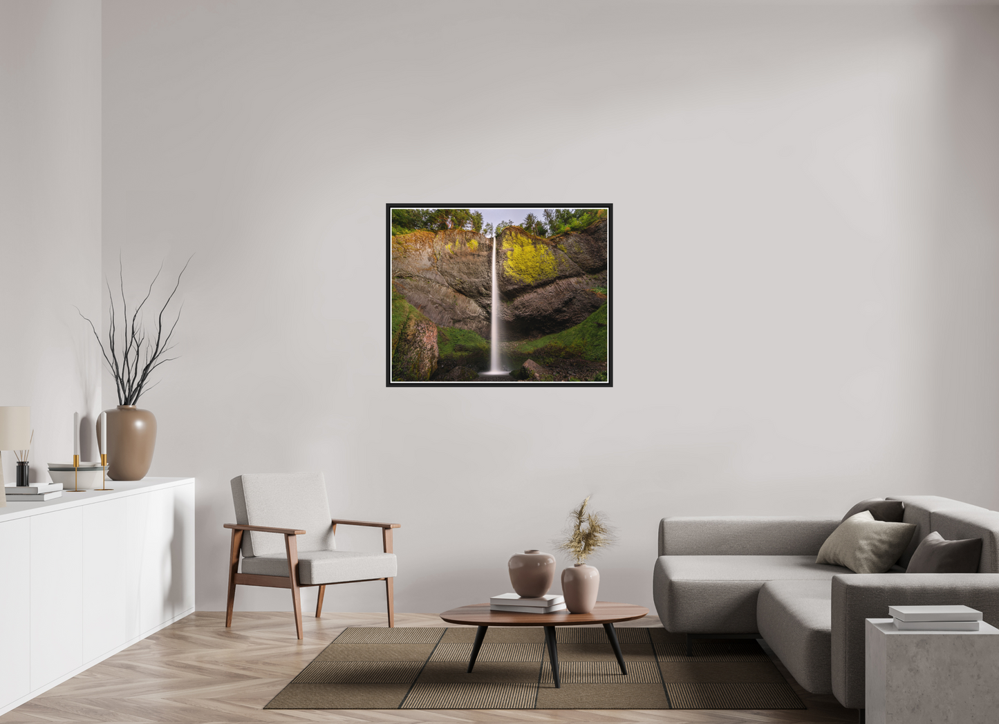 112.5 x 90 cm, Matt Black Frame Dusk at Latourell Falls