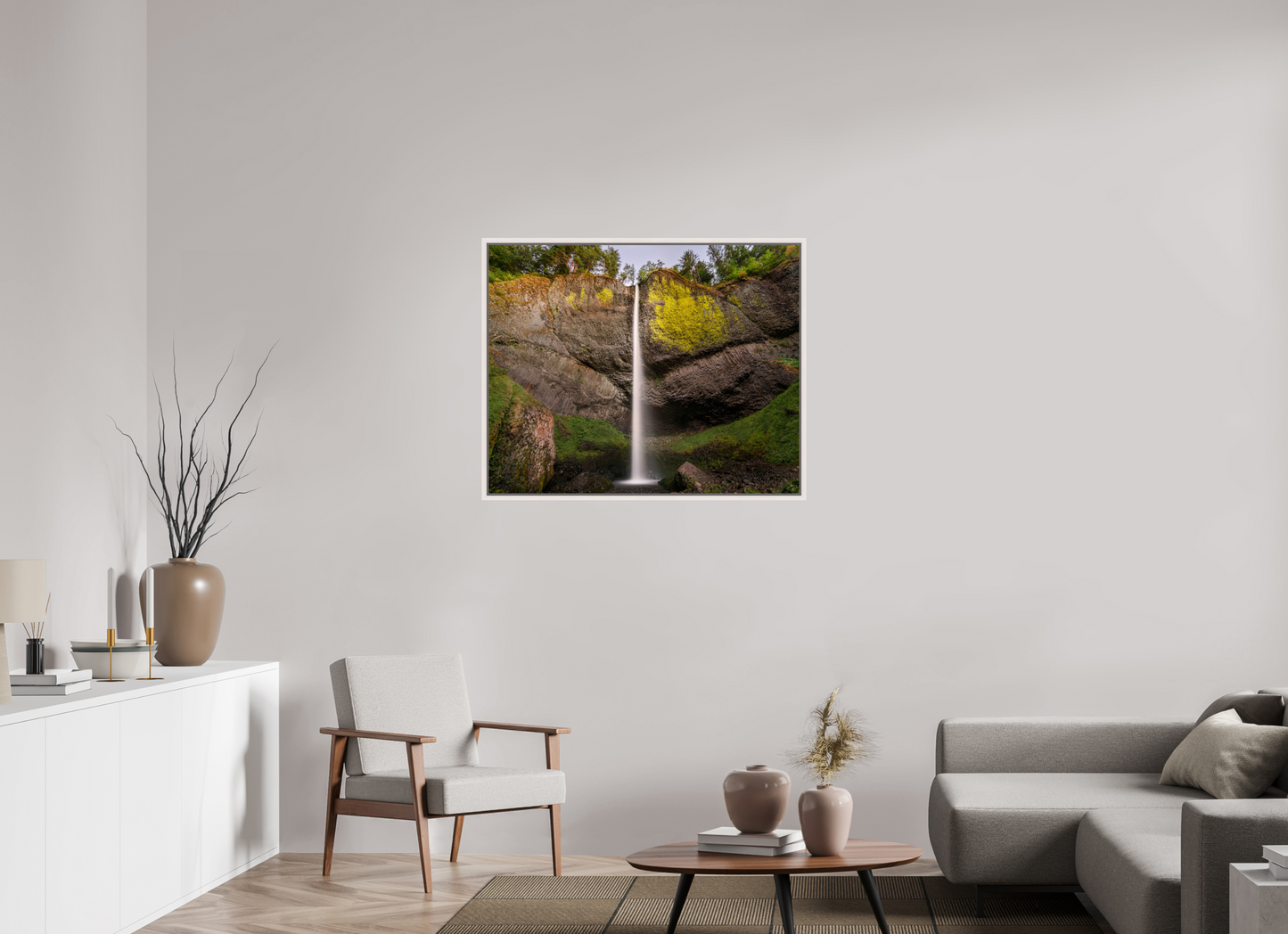 100 x 80 cm, White Frame Dusk at Latourell Falls