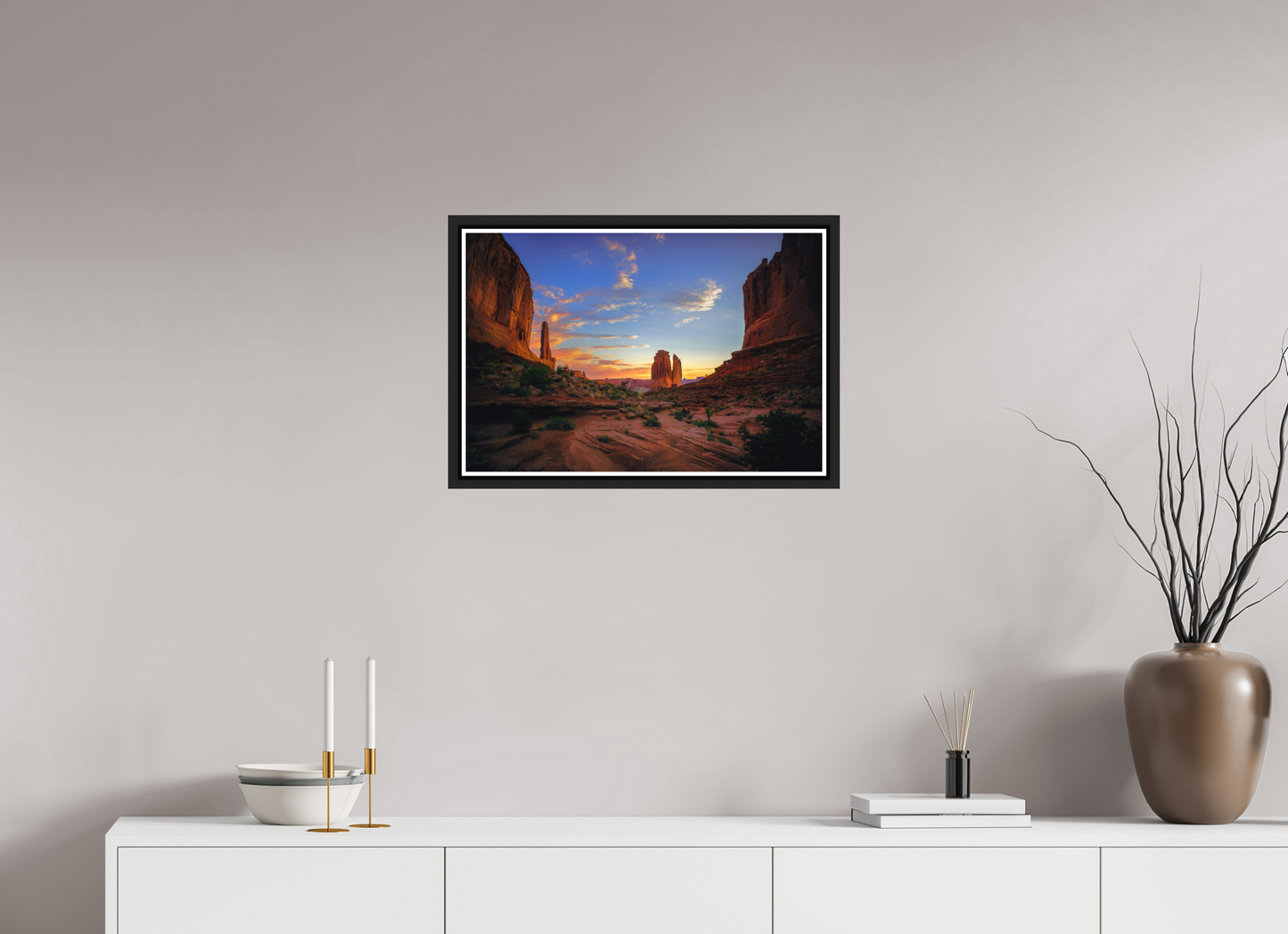 60 x 40 cm, Matt Black Frame Park Avenue Trail at Sunrise