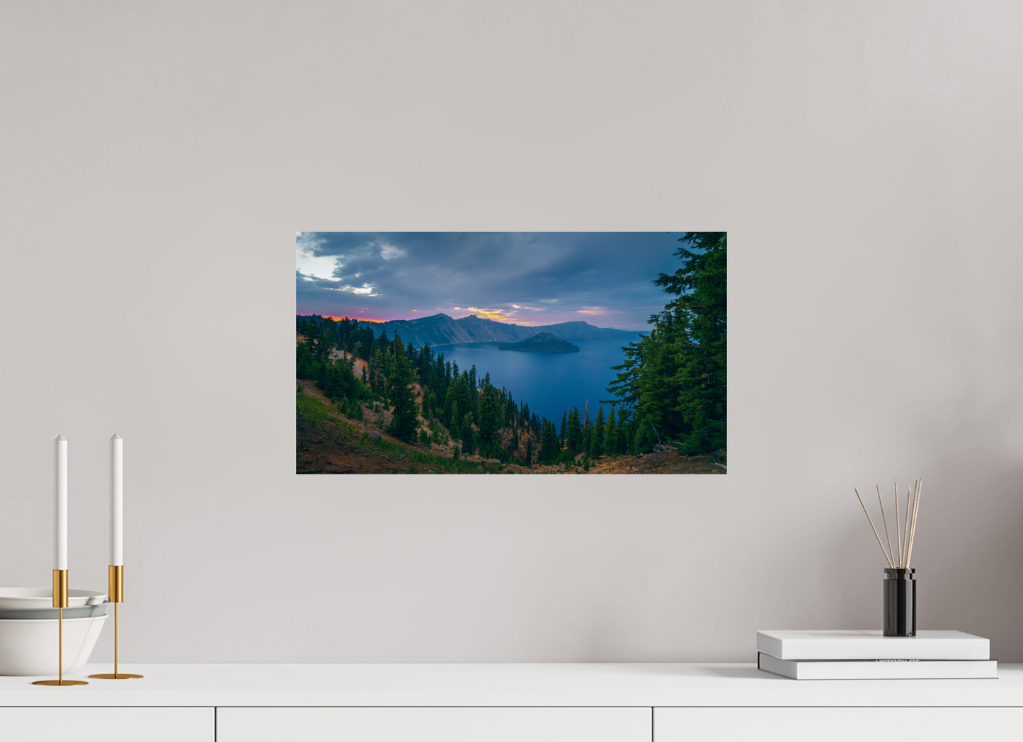 48 x 27 cm, Photo Print On Fuji Crystal DP II Crater Lake After Sunset