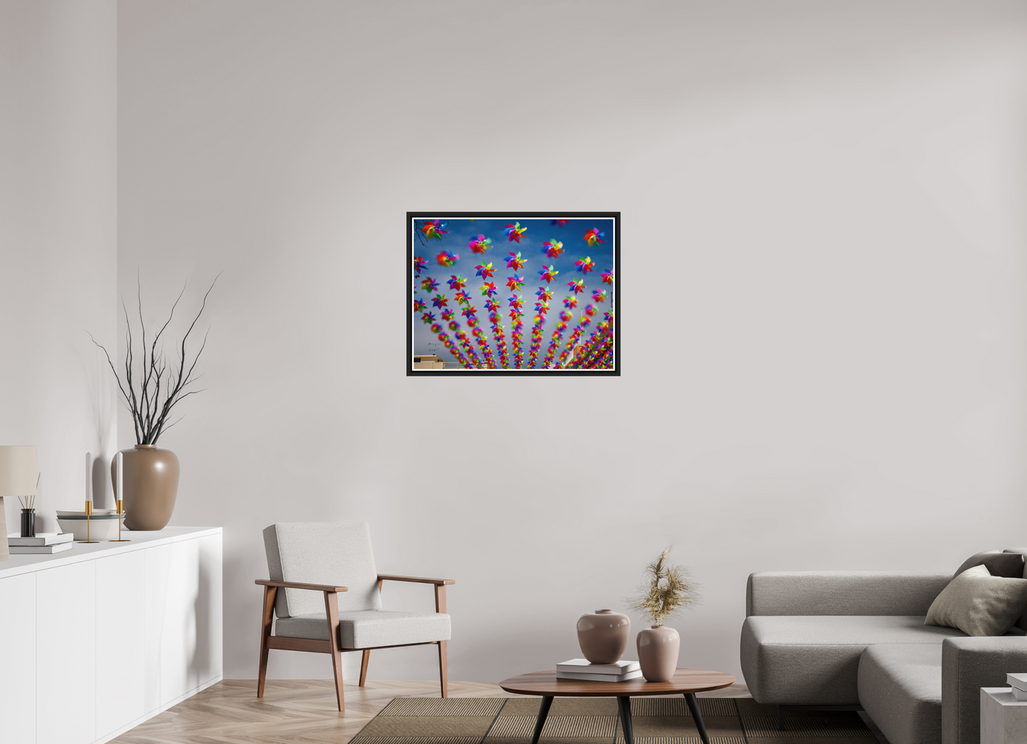 80 x 60 cm, Matt Black Frame Cheung Chau Windmills