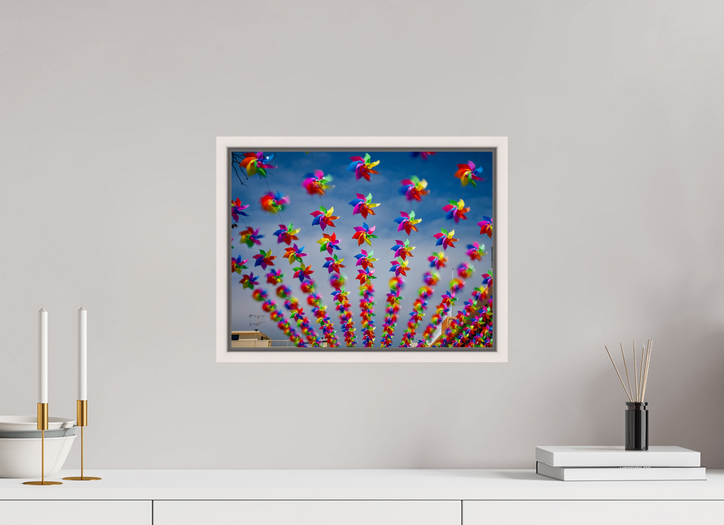40 x 30 cm, White Frame Cheung Chau Windmills