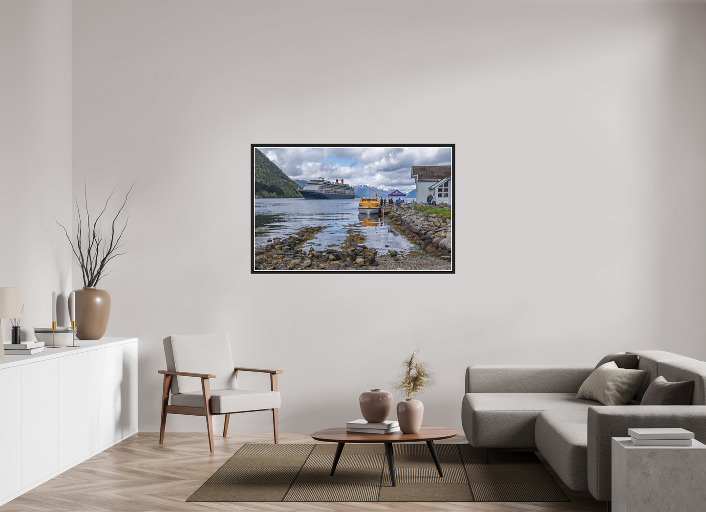 145.2 x 90 cm, Matt Black Frame Borealis in Olden