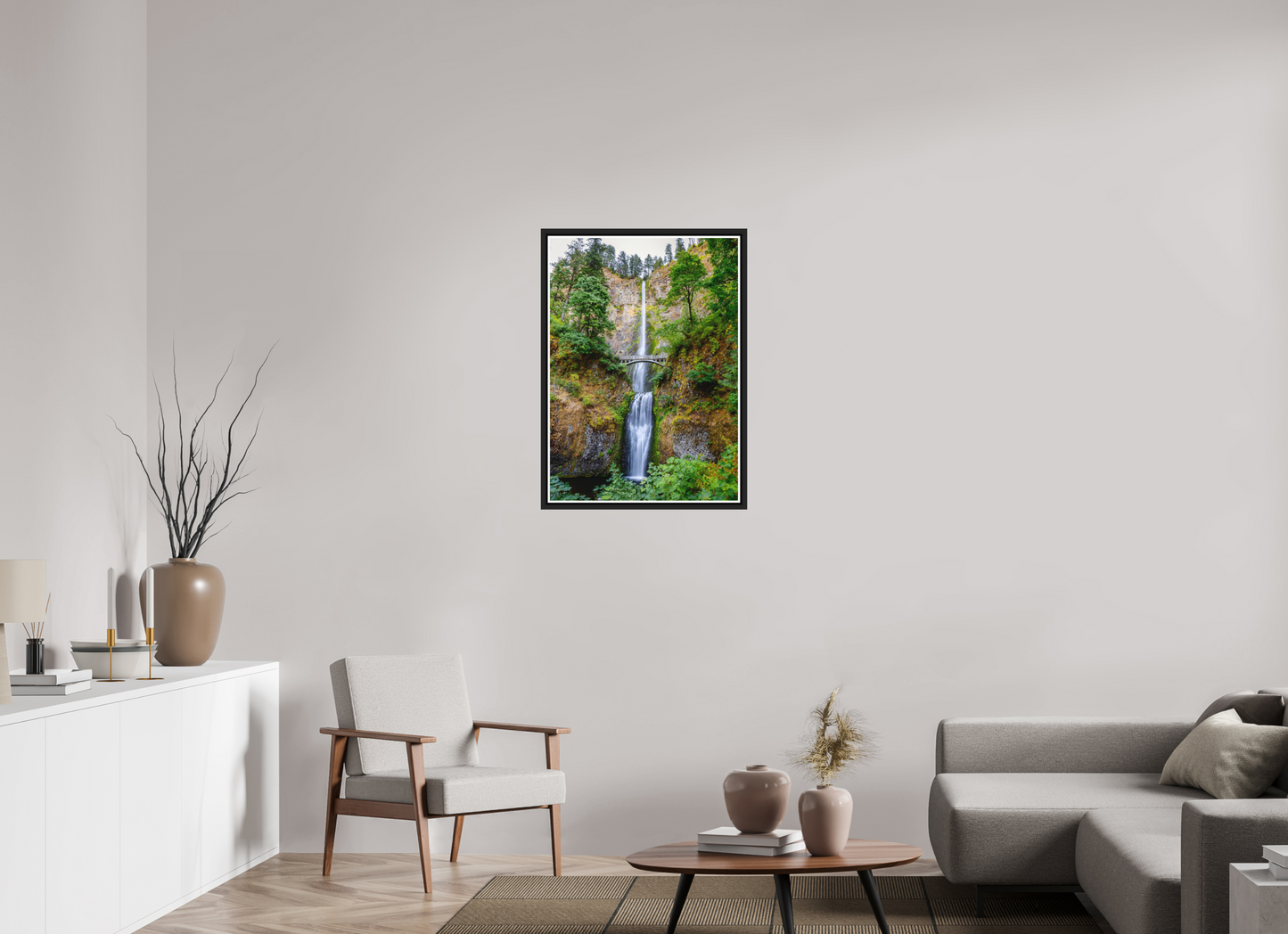 60 x 84 cm, Matt Black Frame Multnomah Falls