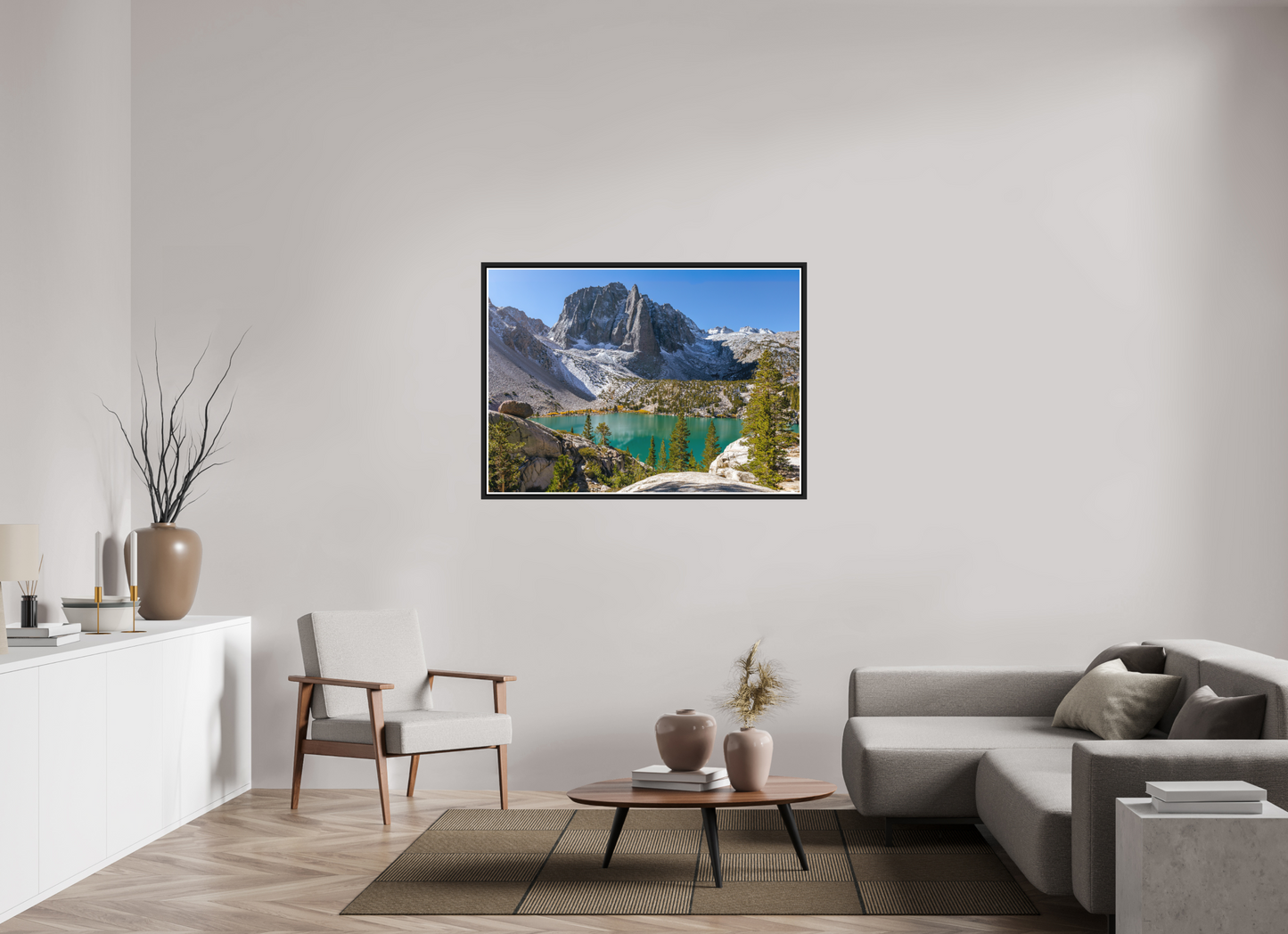 126 x 90 cm, Matt Black Frame Second Lake.