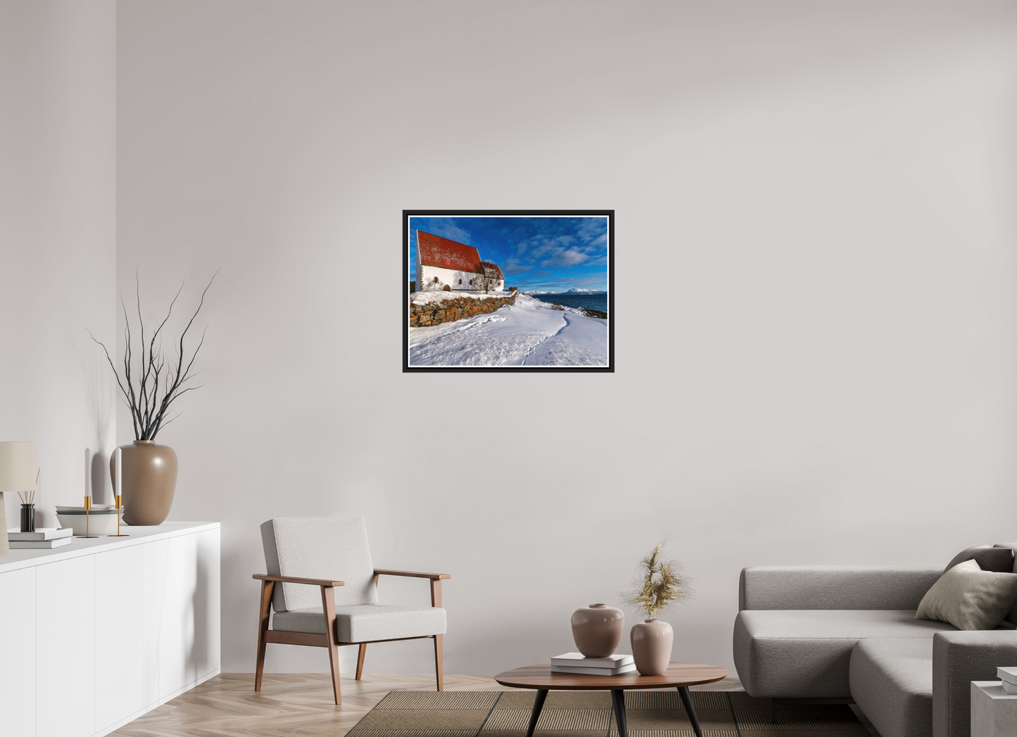 80 x 60 cm, Matt Black Frame Trondenes Church, Harstad
