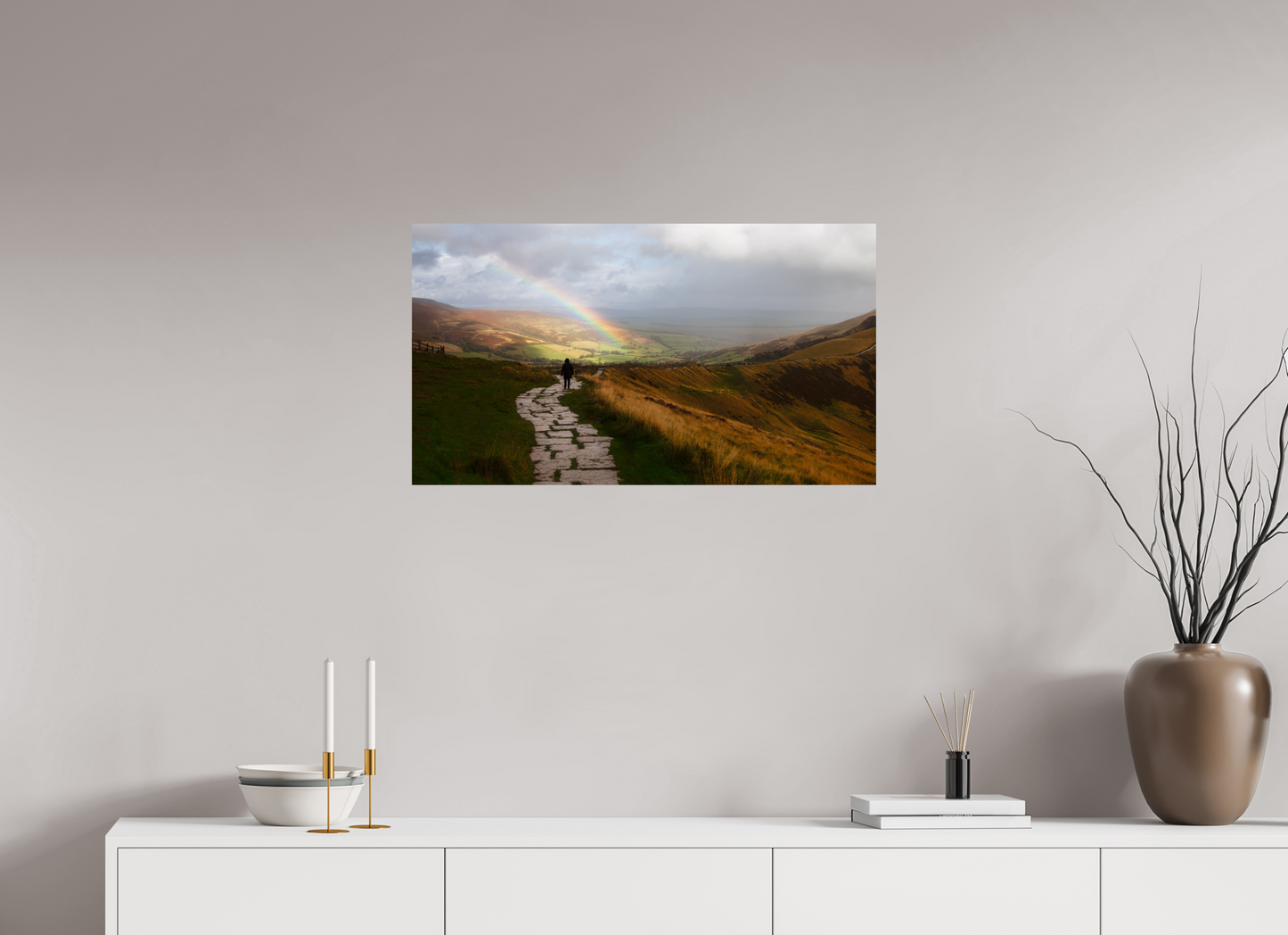 80 x 45 cm, Photo Print On Fuji Crystal DP II Rainbow above Castleton