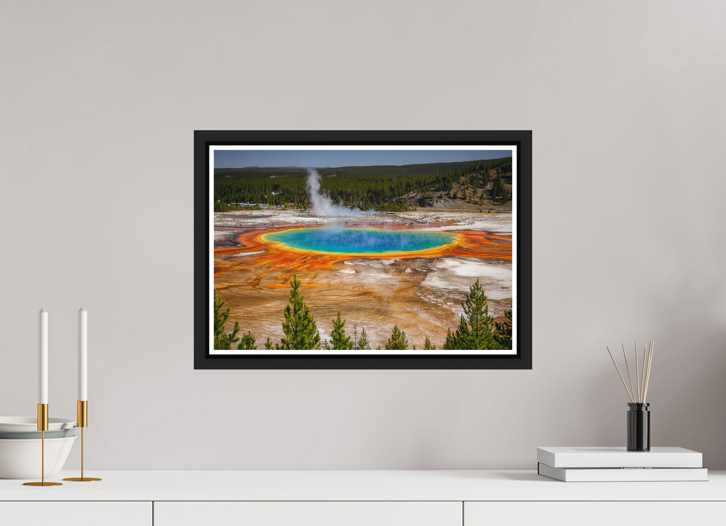45 x 30 cm, Matt Black Frame The Grand Prismatic Spring, Yellowstone