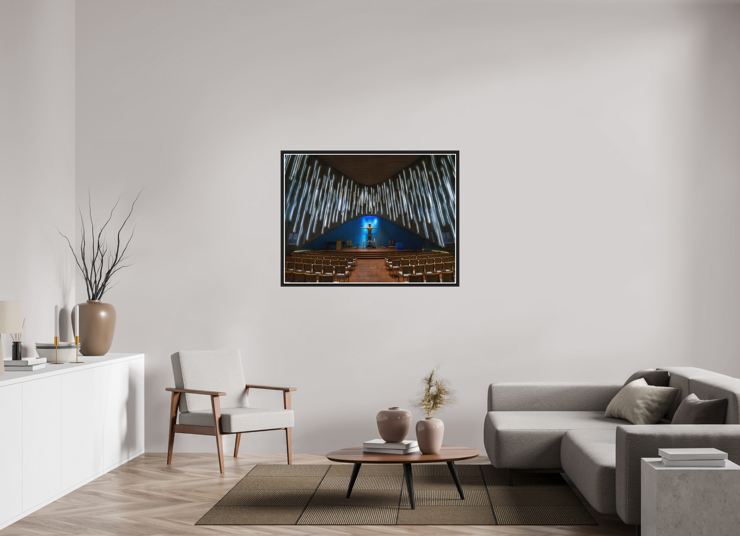 120 x 90 cm, Matt Black Frame Northern Lights Cathedral, Alta