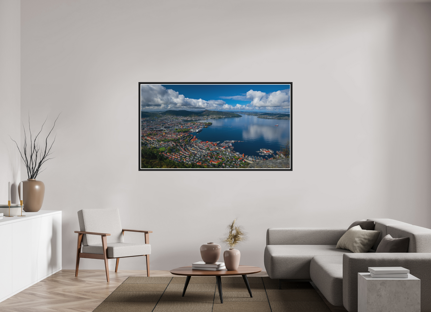176 x 99 cm, Matt Black Frame Borealis in Bergen