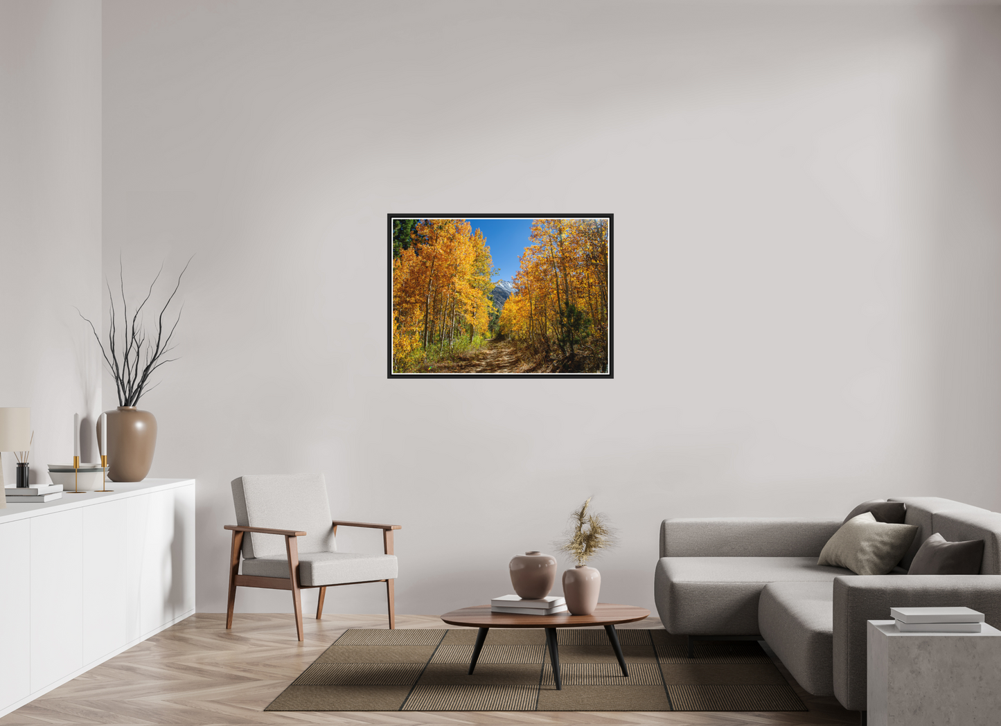 112 x 80 cm, Matt Black Frame Autumn in the Sierras