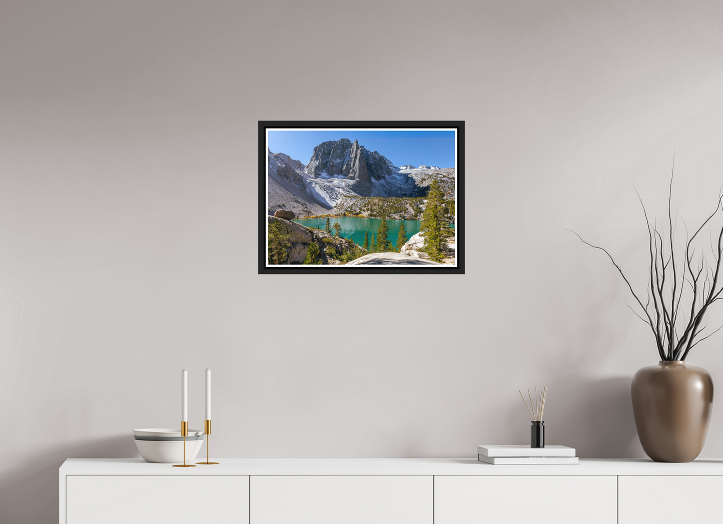 56 x 40 cm, Matt Black Frame Second Lake.