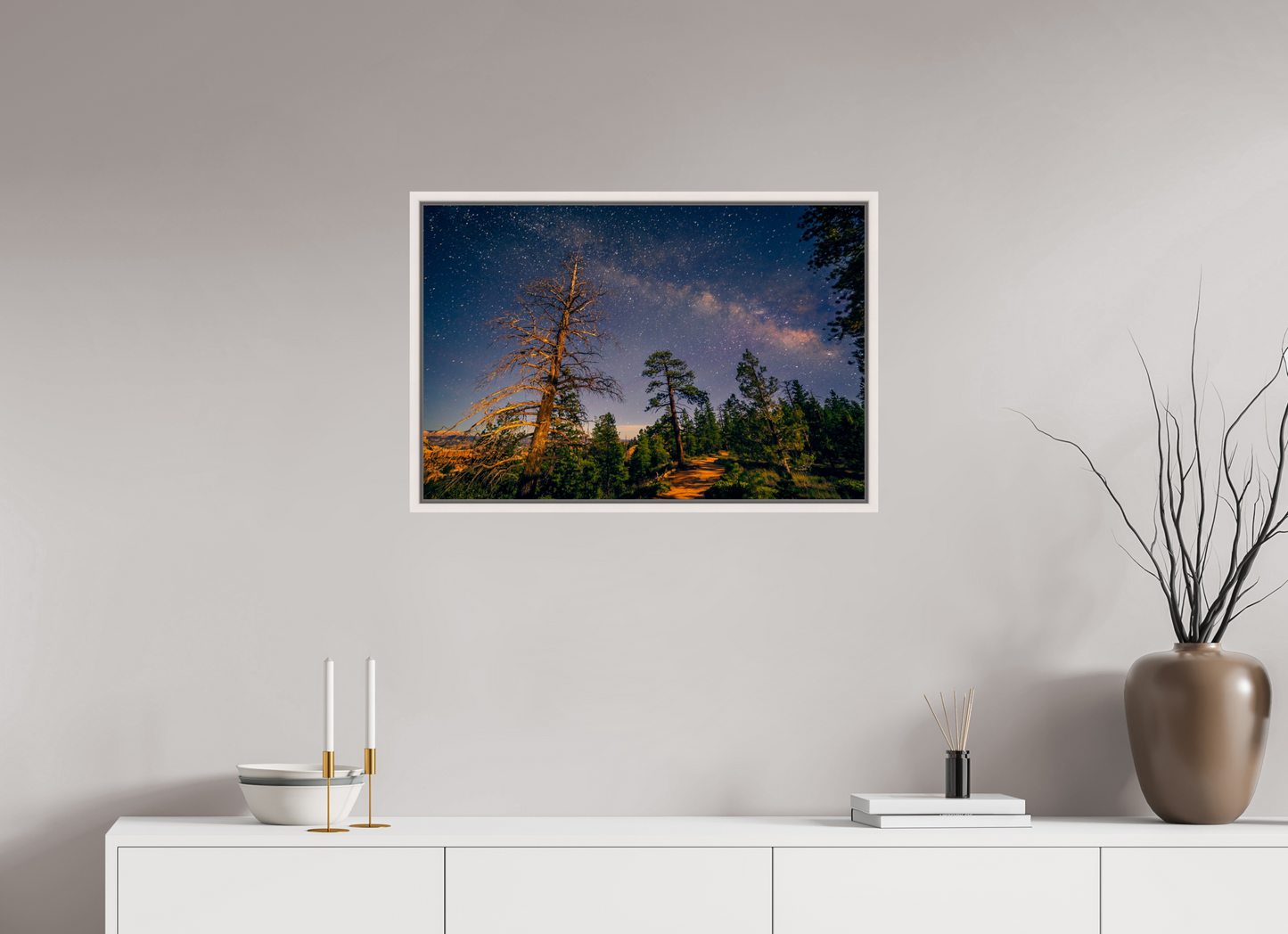 75 x 50 cm, White Frame Bryce Canyon at Night