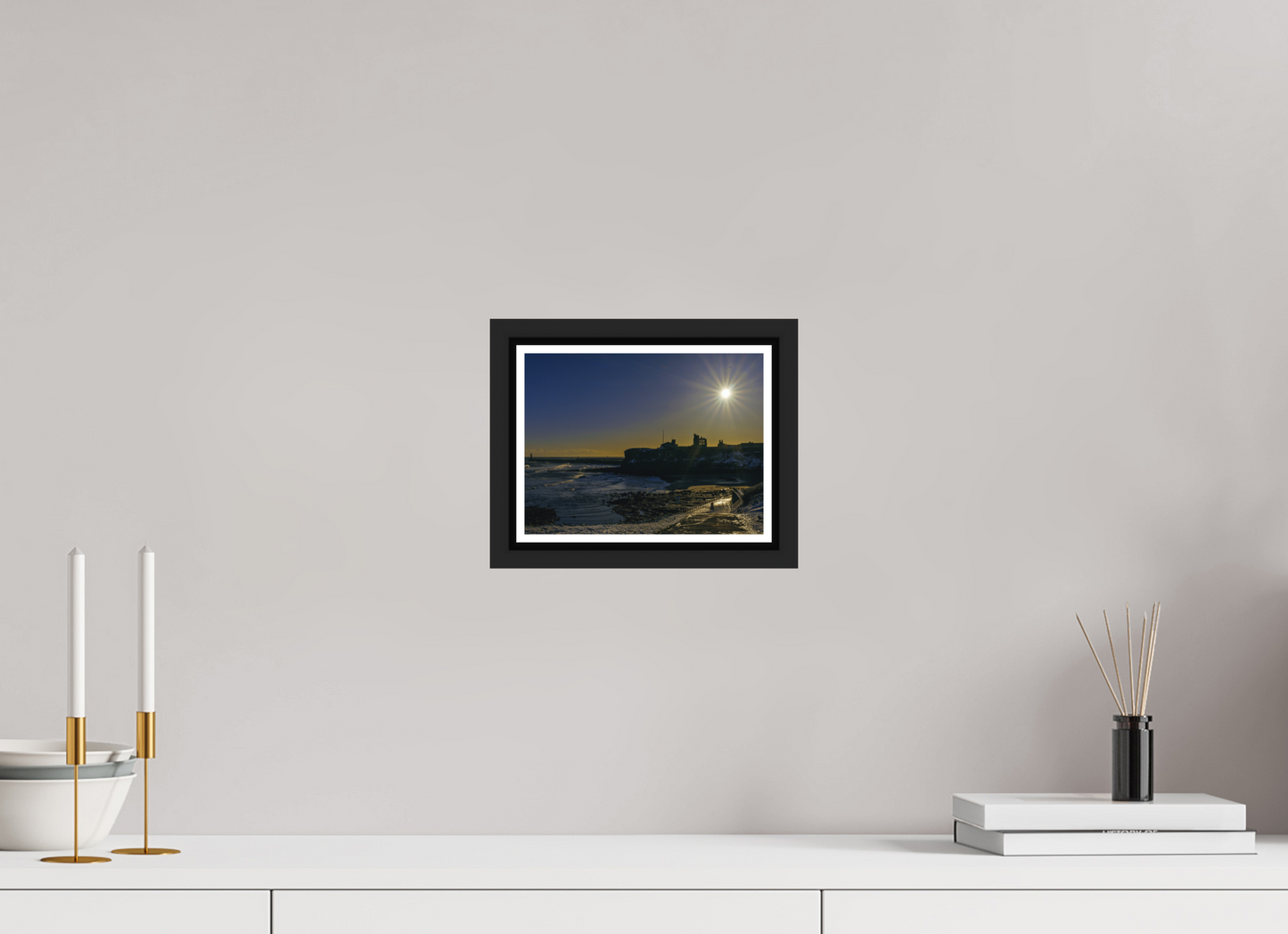 20 x 15 cm, Matt Black Frame Snowy Tynemouth January 4th 2026