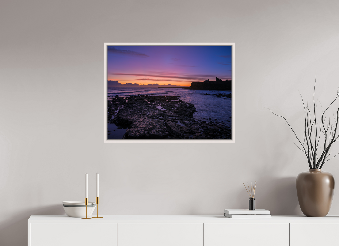 80 x 60 cm, White Frame Dawn on 21st November 25 Tynemouth