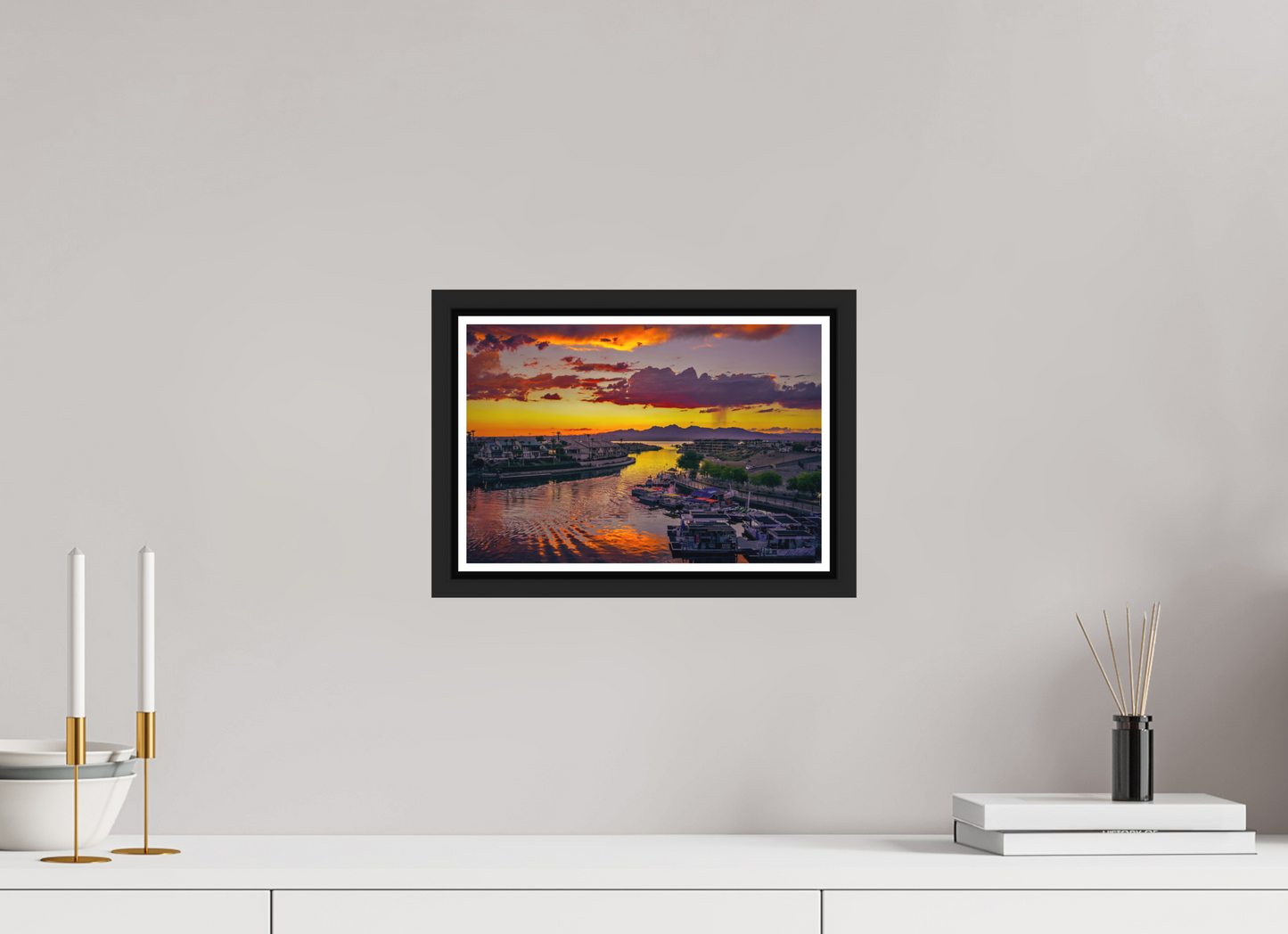30 x 20 cm, Matt Black Frame Lake Havasu City Sunset