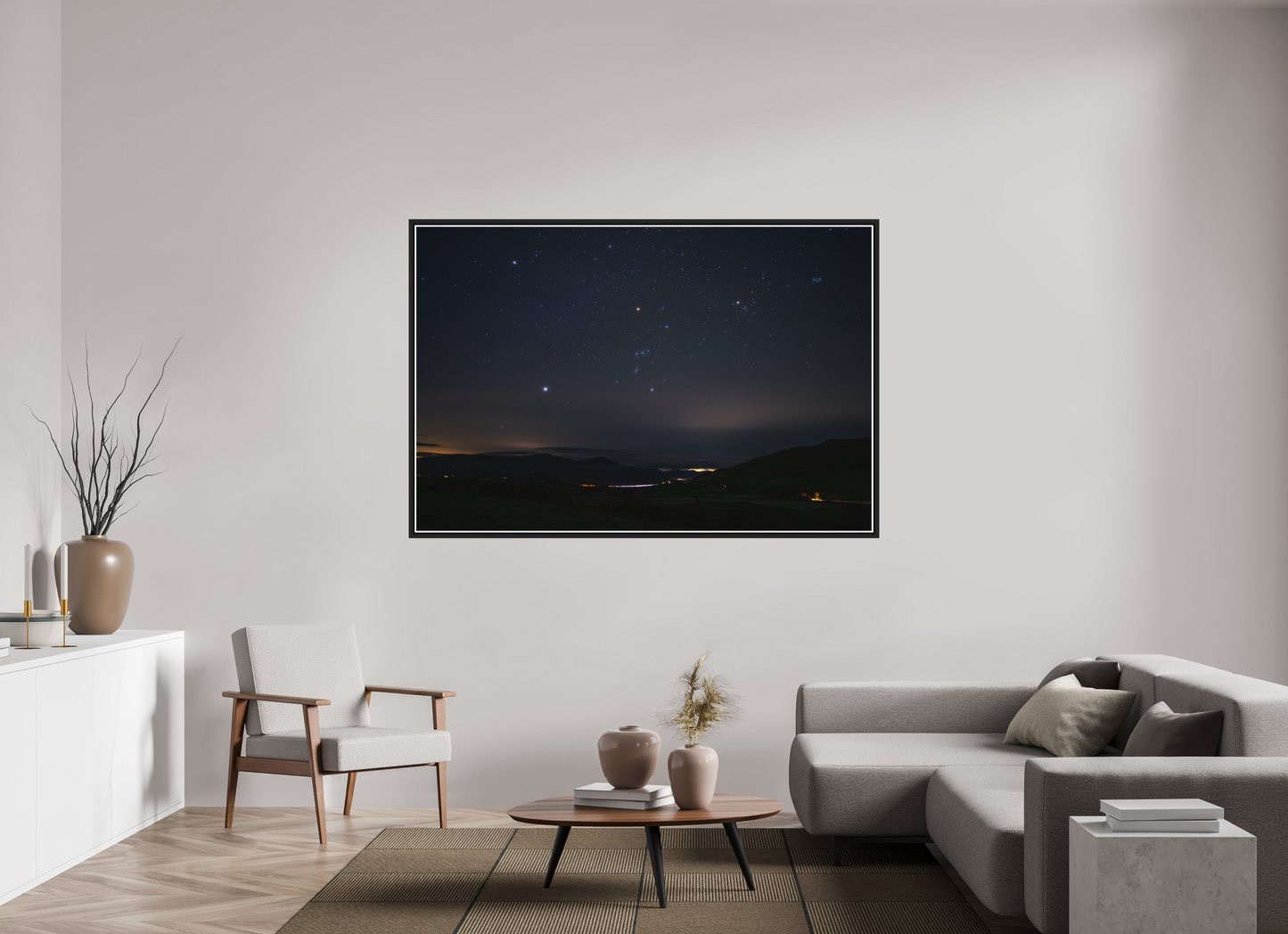 180 x 120 cm, Matt Black Winter Stars over Keswick