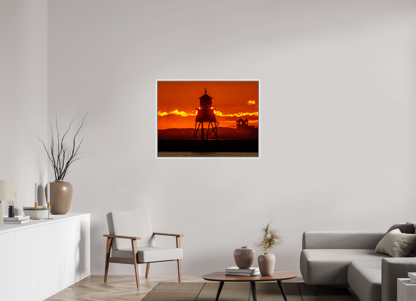 100 x 75 cm, White Frame Last sunrise of 2025