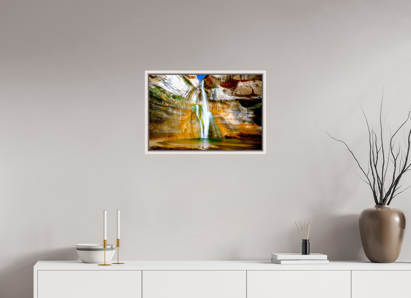 60 x 40 cm, White Frame Calf Creek Falls